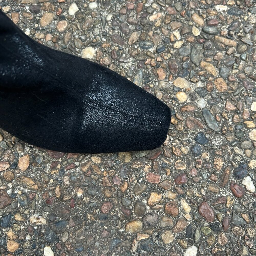 Donald J. Pliner Couture Bobina Black Suede Croc Panel High Heel Boots Size 10N - Picture 14 of 16